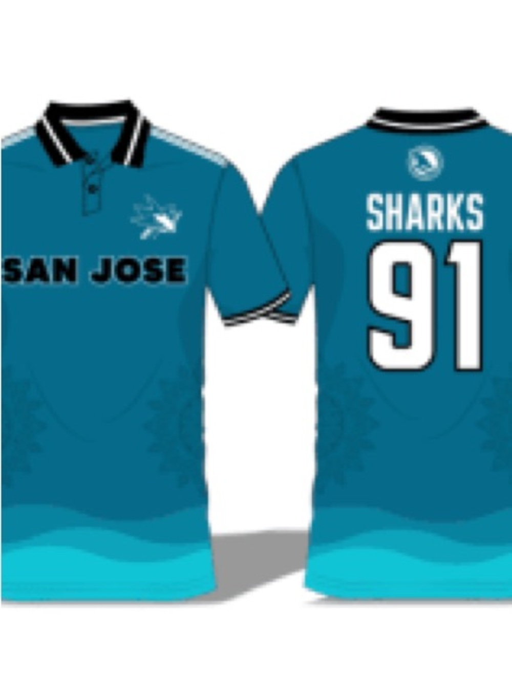 San Jose Sharks NHL Teal Athletic Polo cricket jersey with Number 91